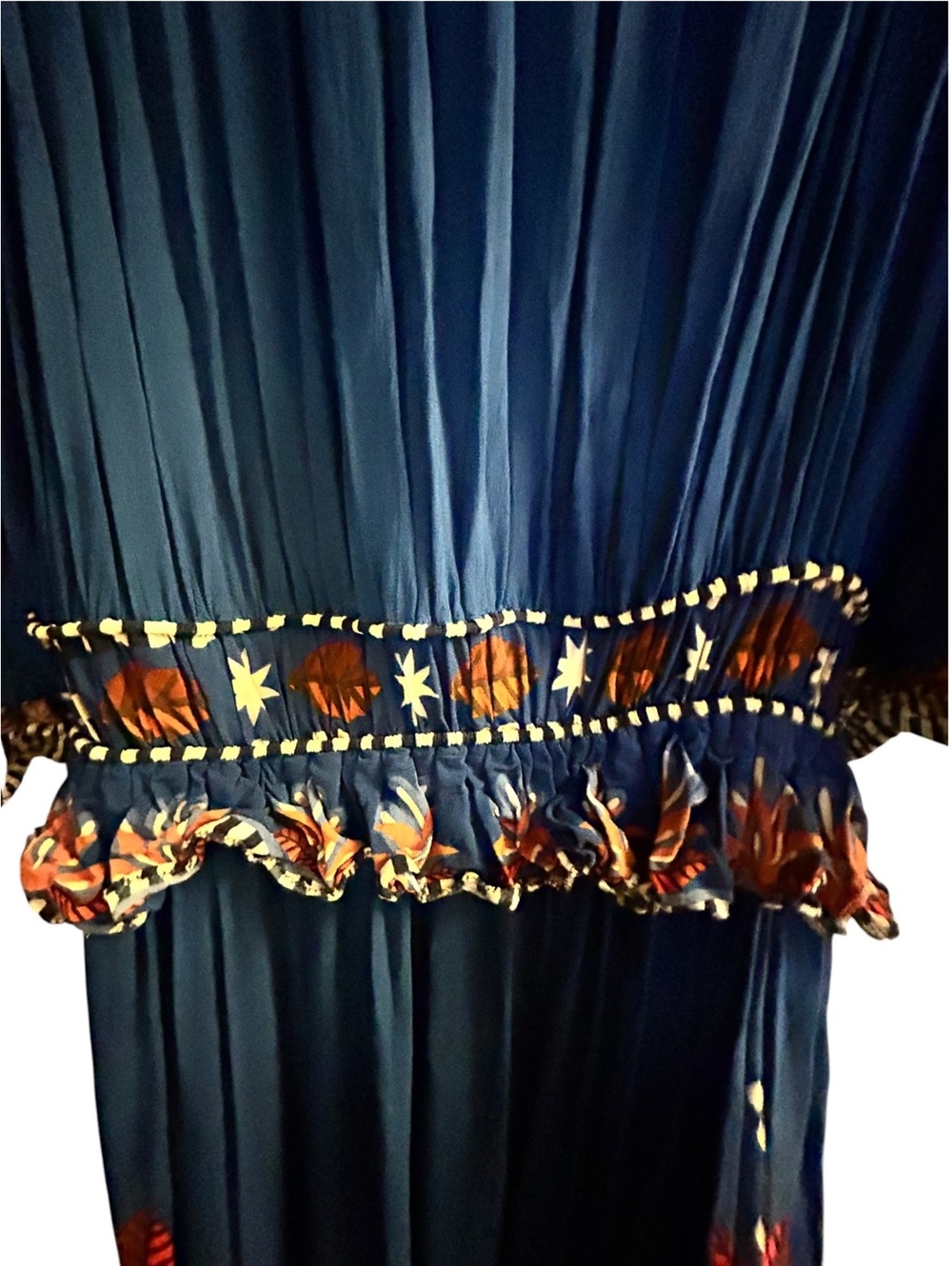 FARM Rio Navy Floral Border Print Boho Maxi Dress M - Picture 5 of 11